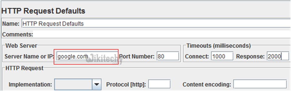  configuration of http request defaults